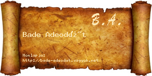 Bade Adeodát névjegykártya